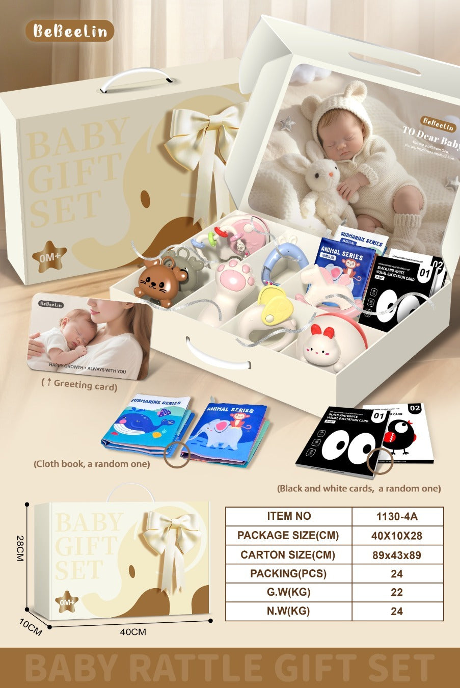 BeBeelin Newborn Baby Rattle & Soothing Toy Gift Set