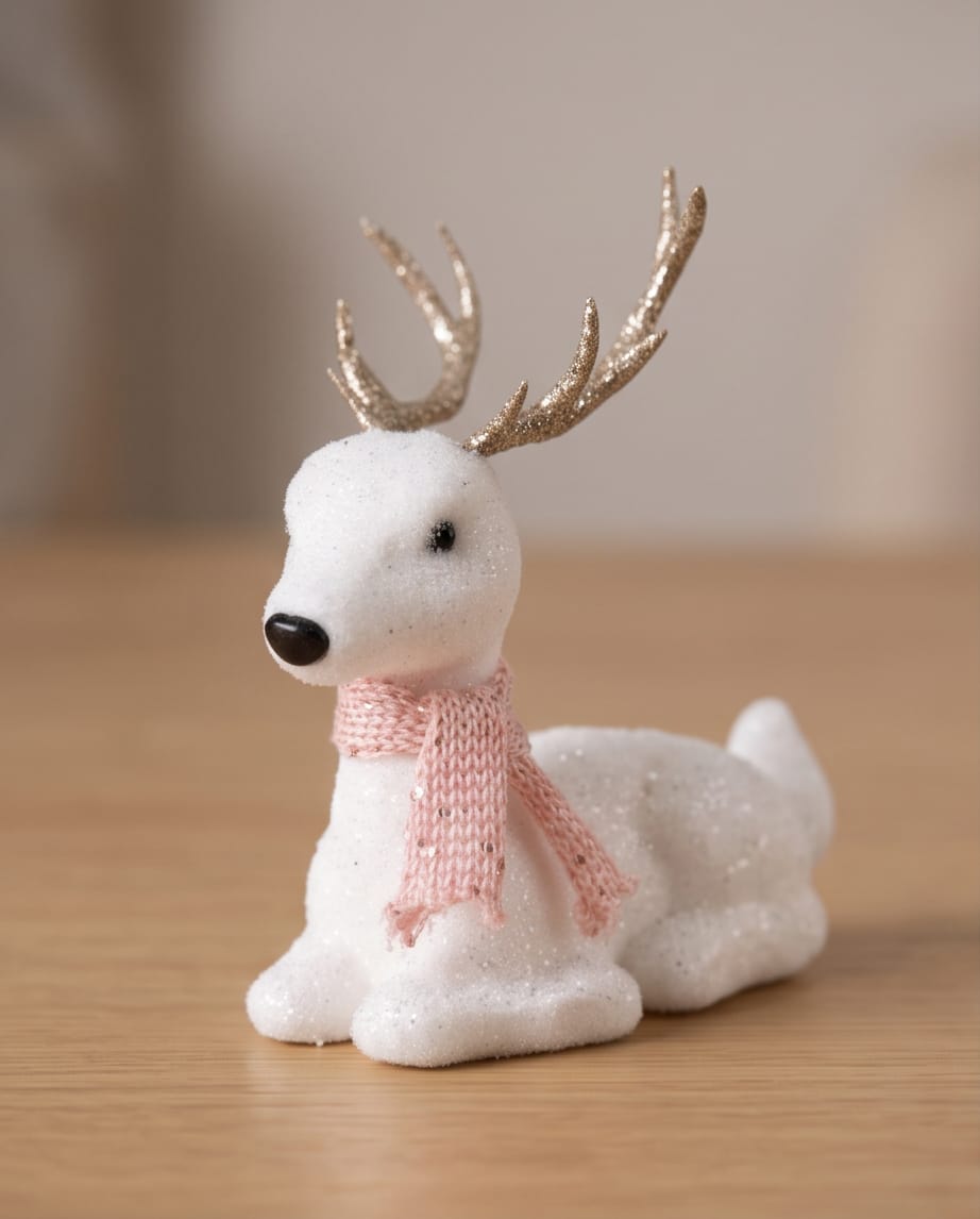 decorative white foam reindeer Christmas figurine