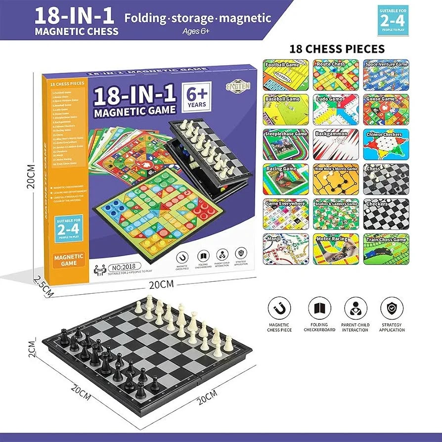18-in-1 Magnetic Board Game Set