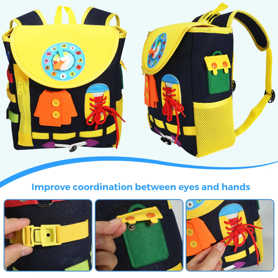 Kids Montessori busy board backpack
