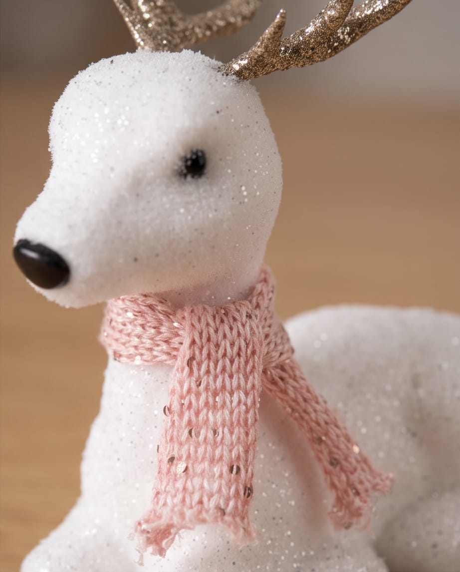 decorative white foam reindeer Christmas figurine