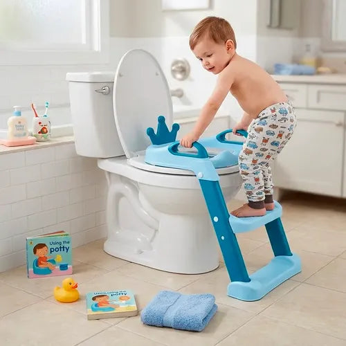 Comfortable child toilet steps and seat