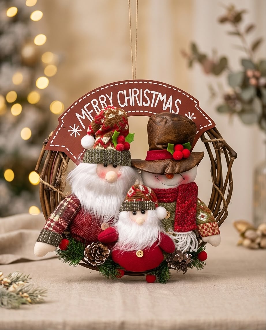 Christmas rattan door wreath