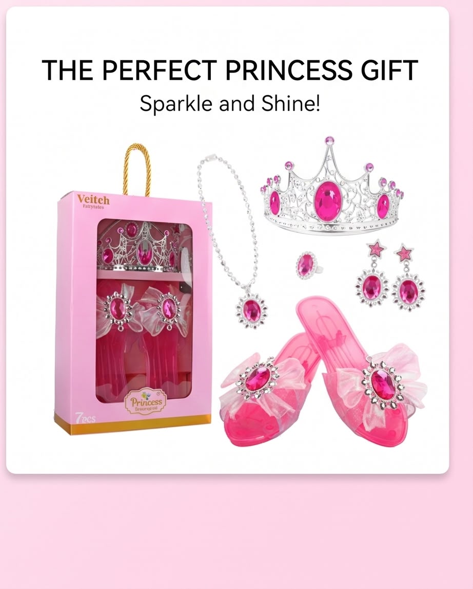 7-piece pink princess dress-up and role-play toy set