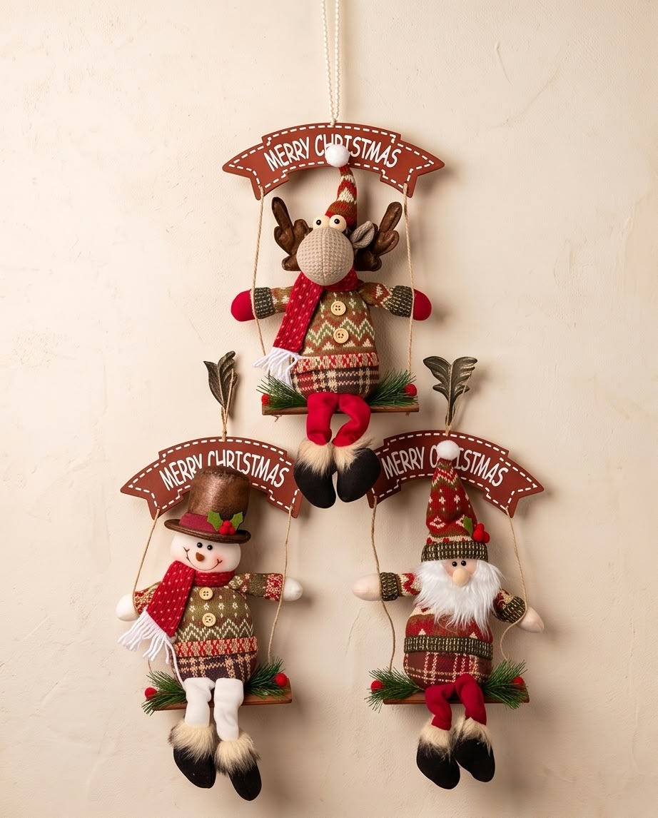 festive Christmas plush hanging swing