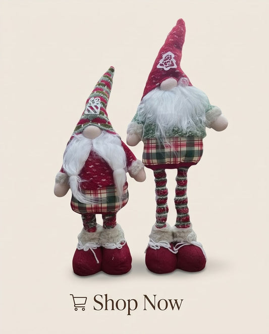 Adjustable retractable-leg Christmas gnome figurines