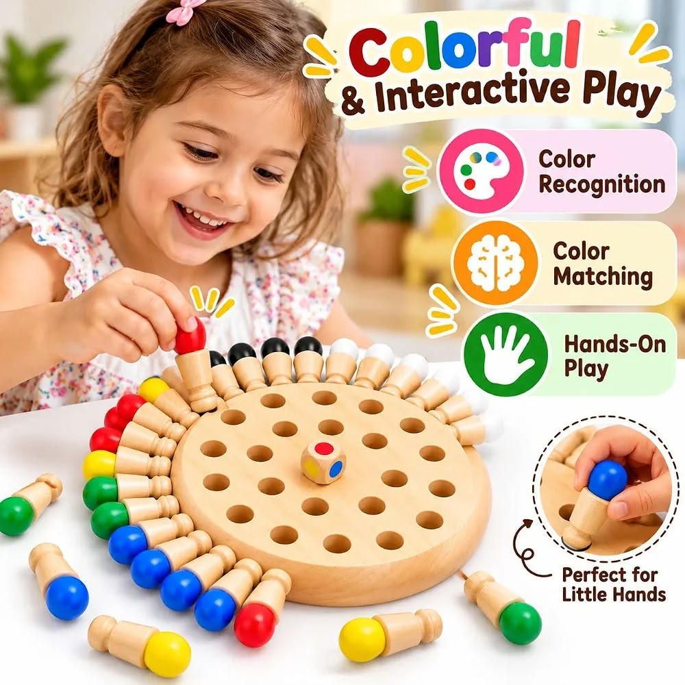 Wooden Color Memory Chess Game