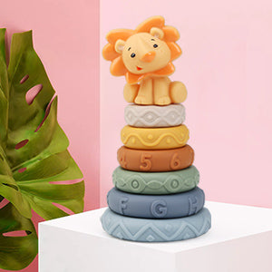 silicone baby stacking and teething tower