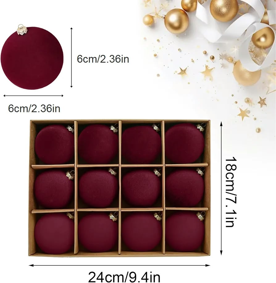 burgundy velvet Christmas ball ornaments