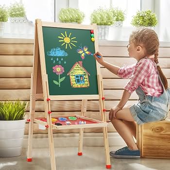 3-in-1 double-sided wooden kids art easel