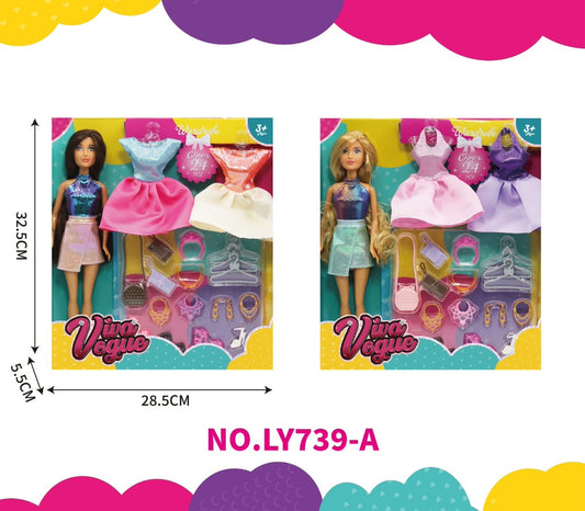 fashion doll set with a wardrobe and multiple dress-up accessories