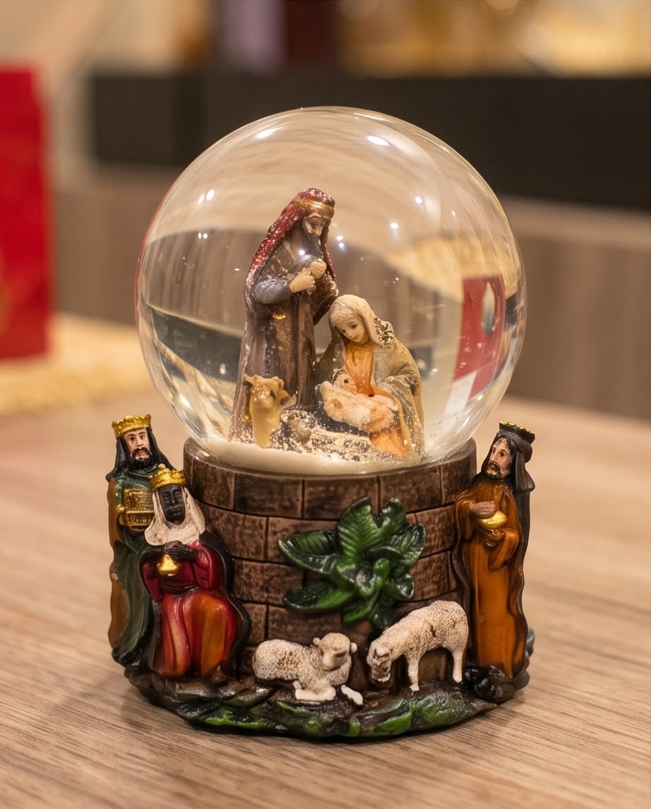 Nativity scene Christmas snow globe