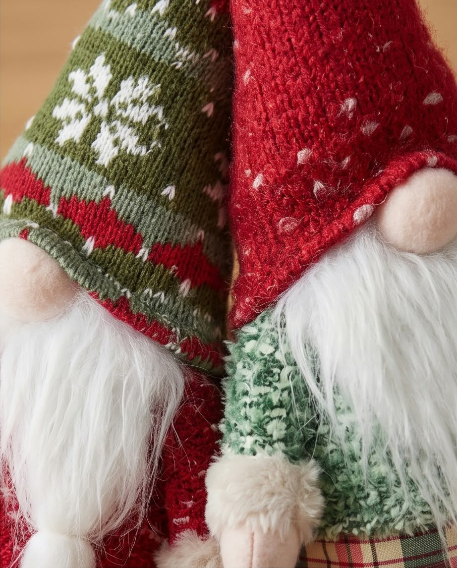 Adjustable retractable-leg Christmas gnome figurines
