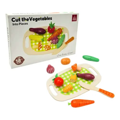 wooden educational vegetable cutting toy set