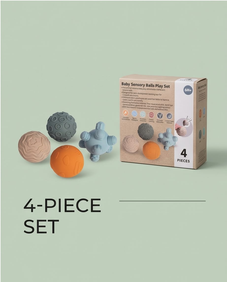 4-piece set of textured baby sensory balls