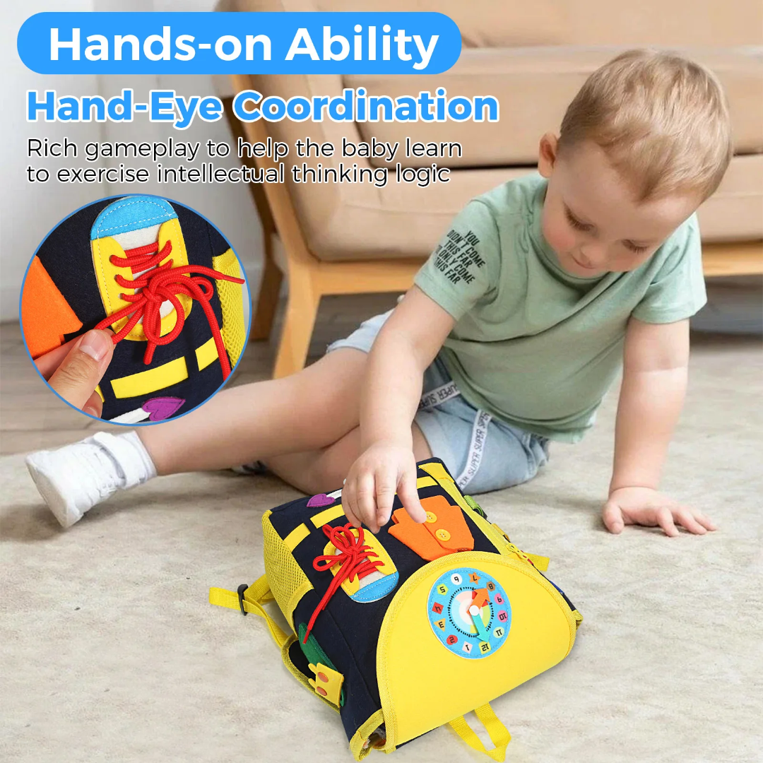 Kids Montessori busy board backpack