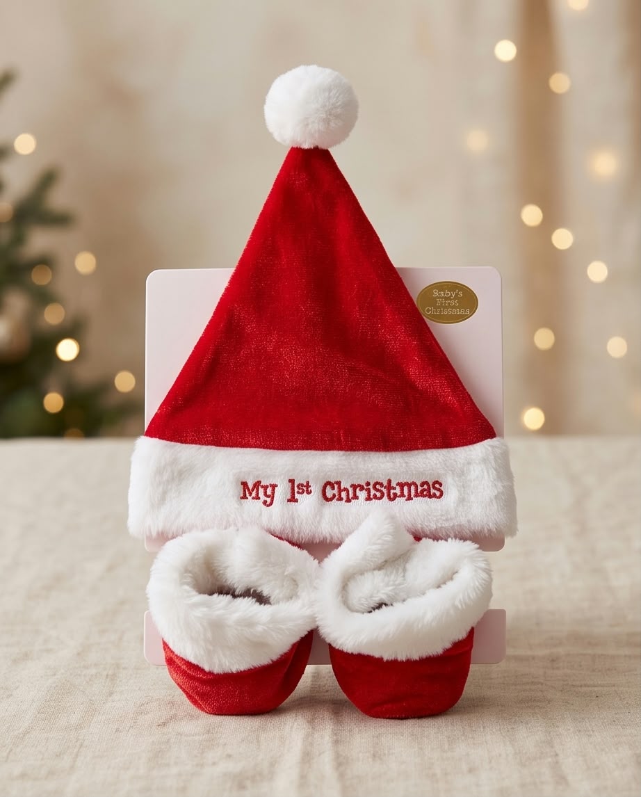 Santa Hat & Bootie Sock Set
