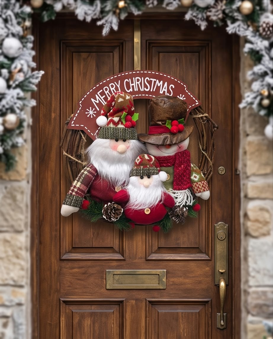 Christmas rattan door wreath