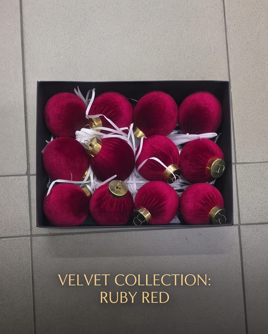velvet-flocked Christmas ball ornaments