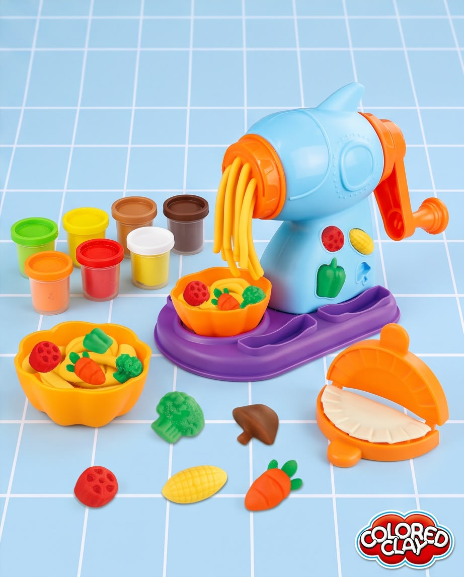 children's play dough and color clay kitchen noodle-maker set.