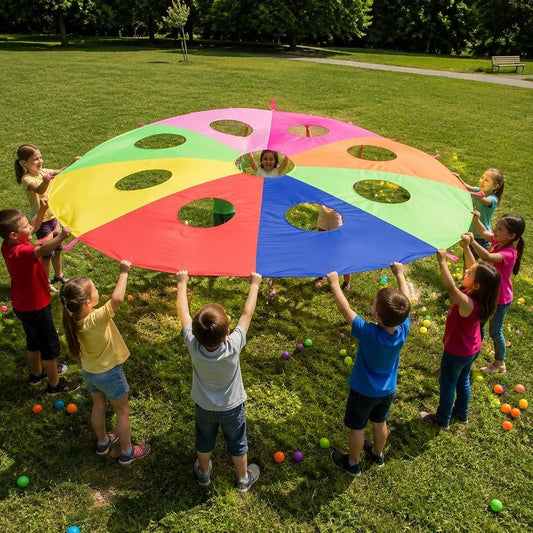 kids' rainbow play parachute mole game set