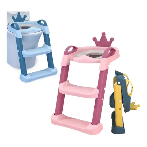 Comfortable child toilet steps and seat