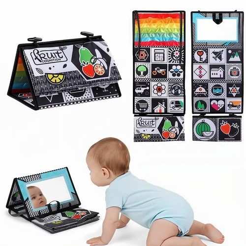 baby tummy time mirror and soft cloth book
