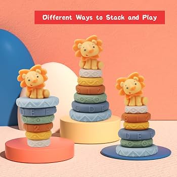 silicone baby stacking and teething tower