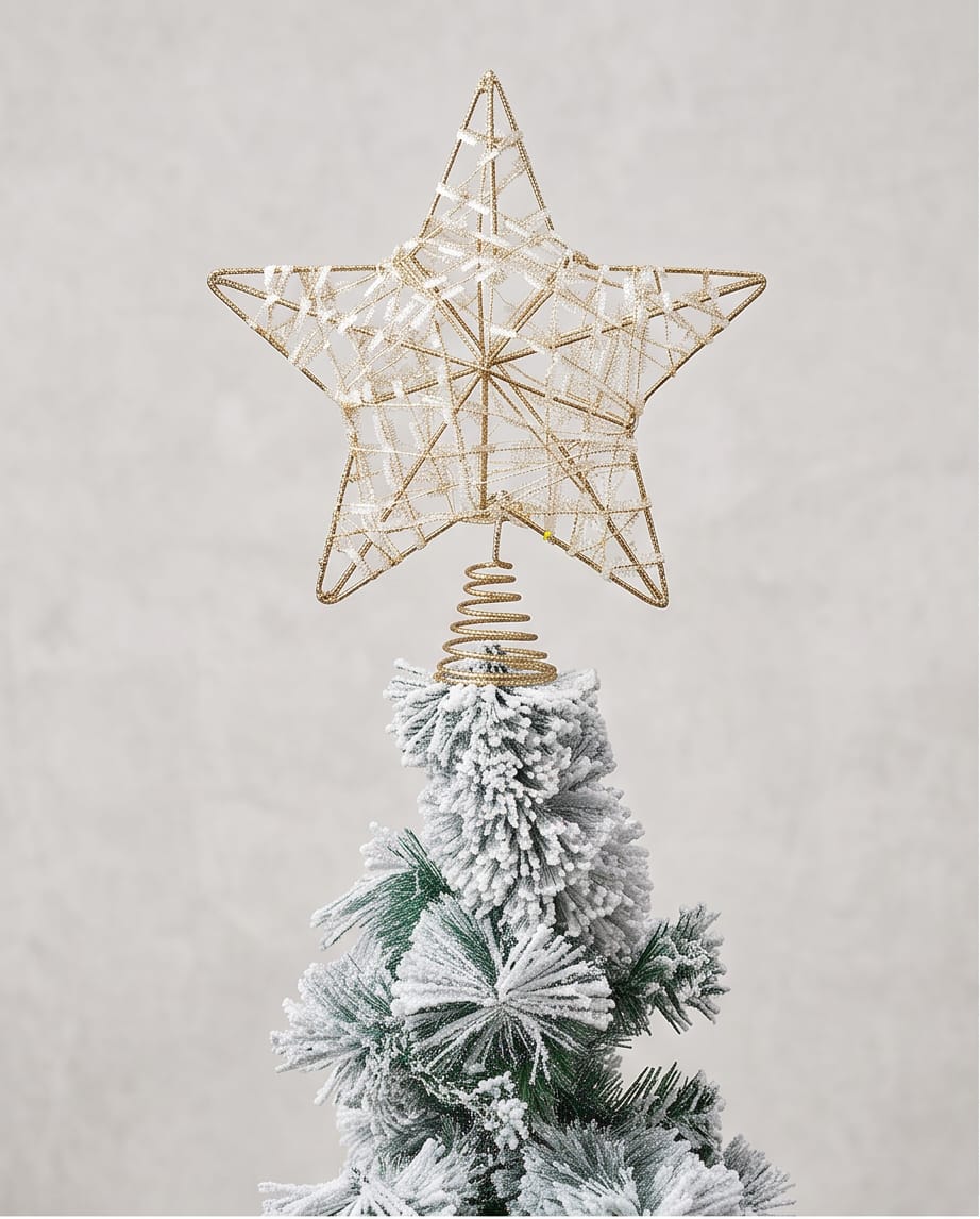 snow-flocked (frosted) tabletop Christmas tree