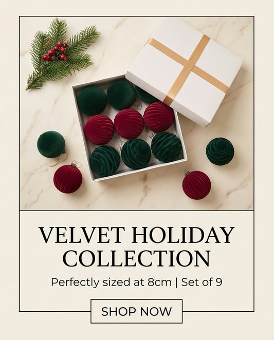 velvet-flocked Christmas tree ornaments