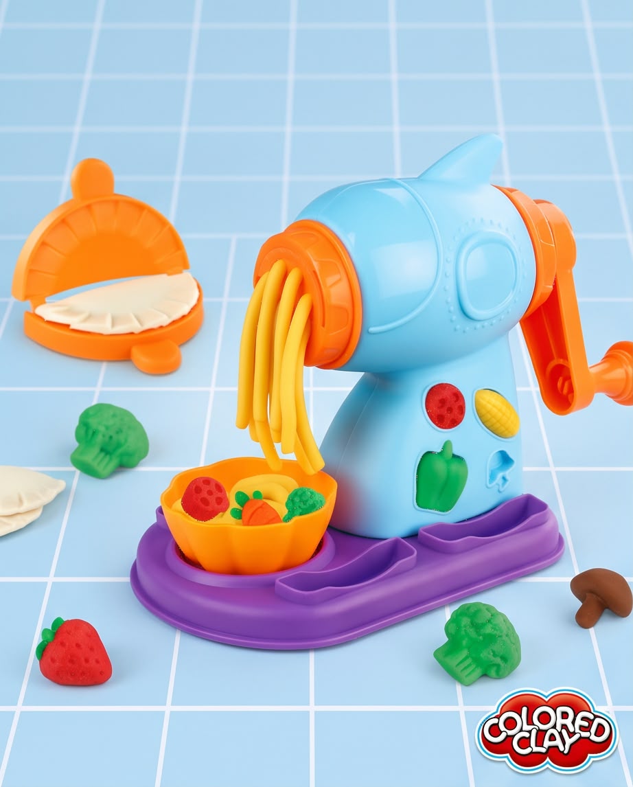 children's play dough and color clay kitchen noodle-maker set.