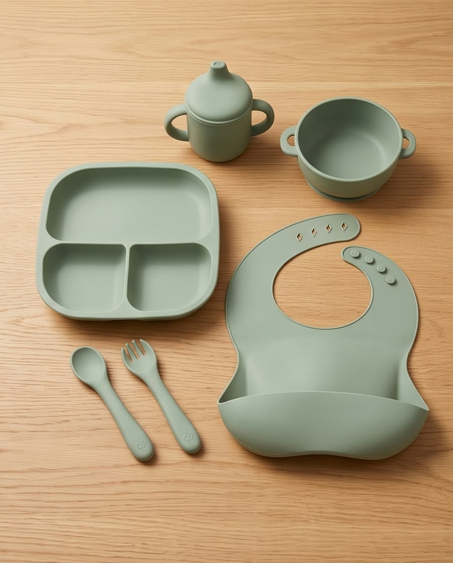 3-Piece Stainless Steel and Silicone Feeding Set