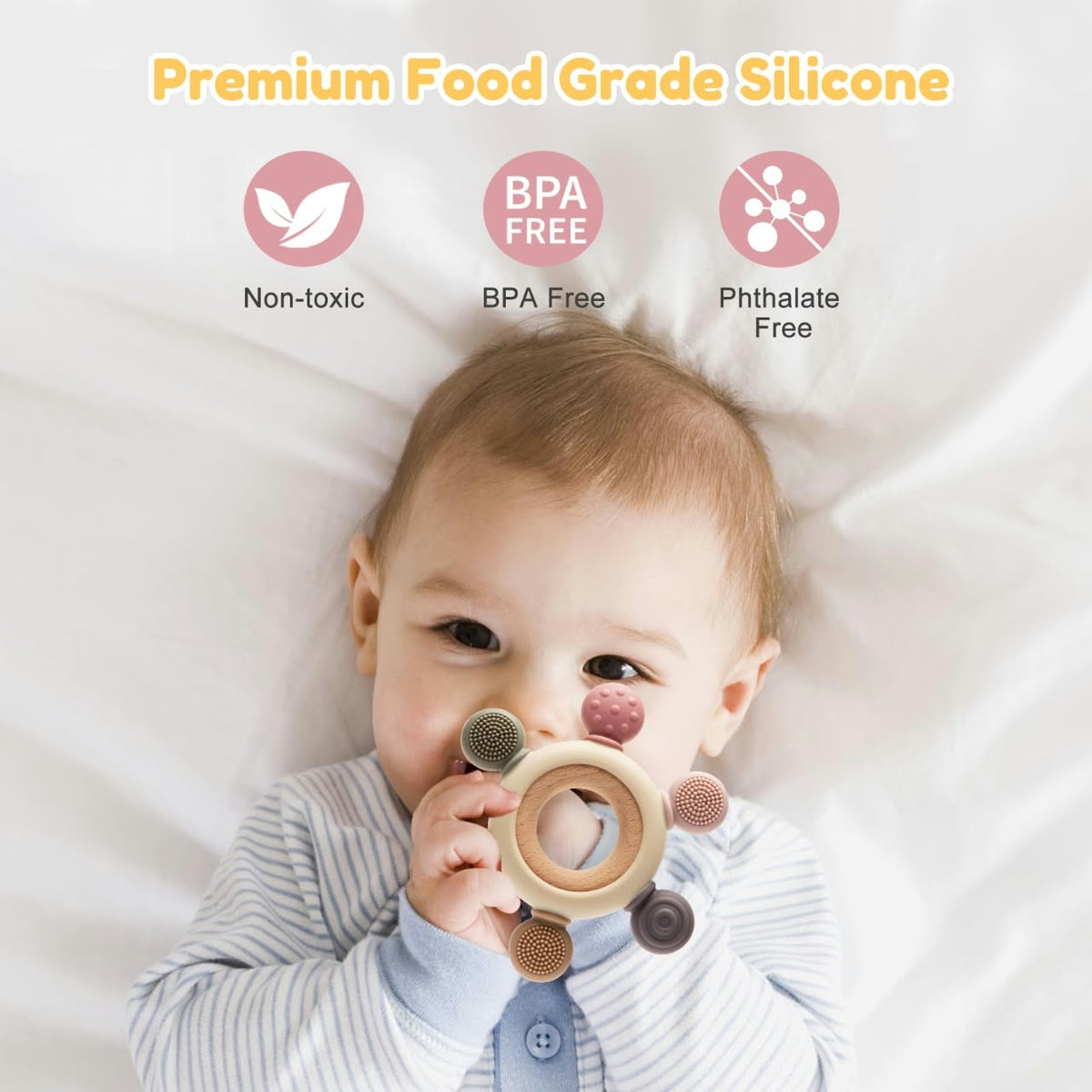 Silicone and Wooden Rudder Teething Ring