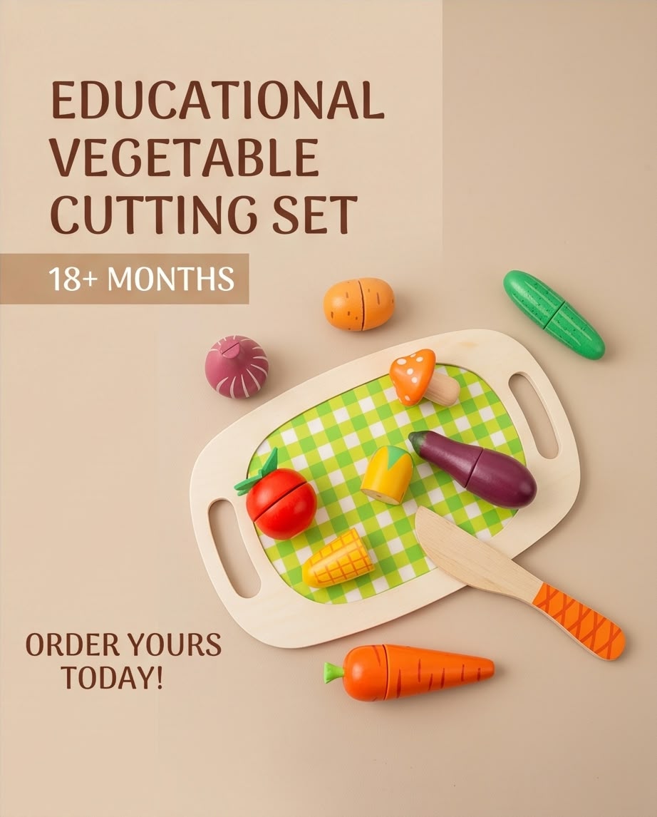 wooden educational vegetable cutting toy set