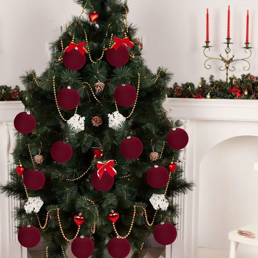 burgundy velvet Christmas ball ornaments